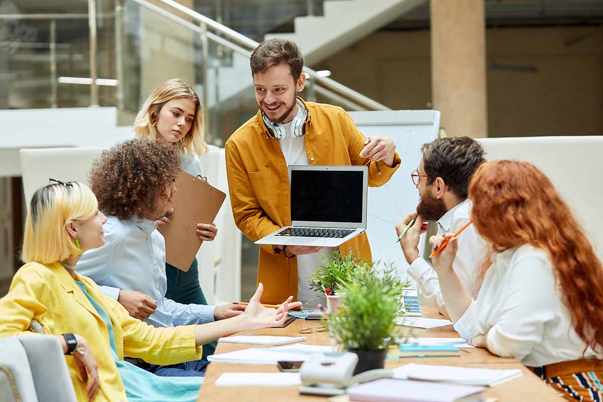 A group of young colleagues having a meeting.